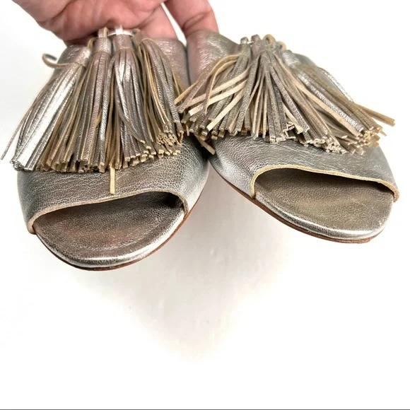 Loeffler Randall Kiki Tassel Flat Slide Sandal Sz 9.5 - Picture 5 of 10